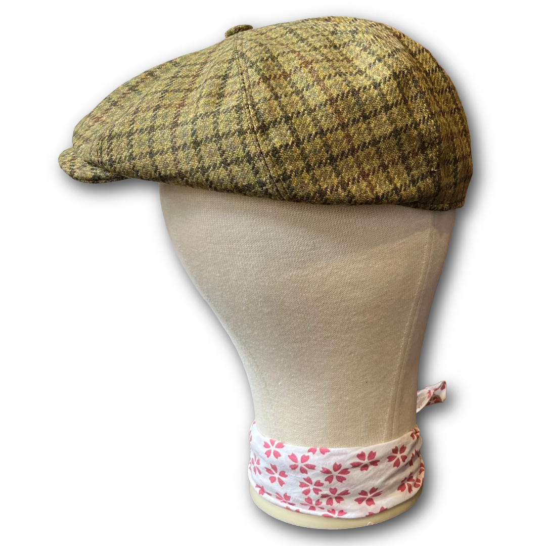 Regent - Baker Boy Cap - Green Tweed with Overcheck