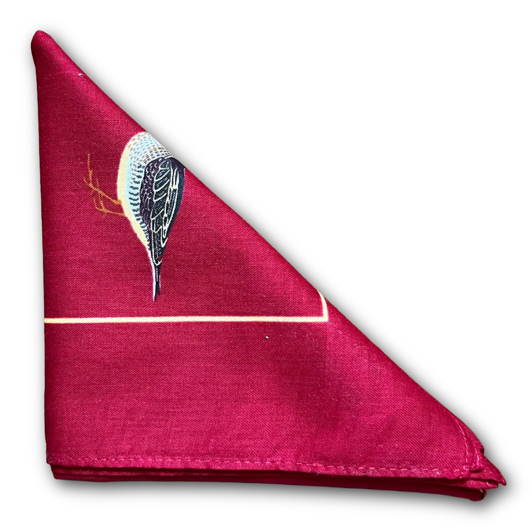 Regent - Cotton Hanky - Bandana - Burgundy with Country Birds