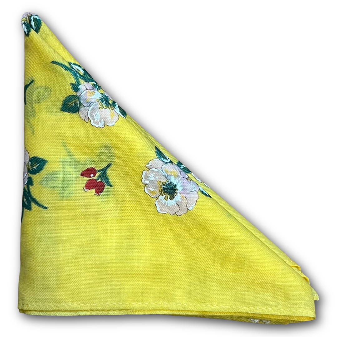 Regent - Cotton Hanky - Bandana - Yellow with Wildflowers