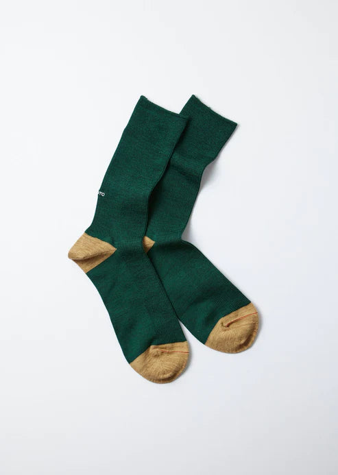 RoToTo - Organic Cotton & Recycled Polyester Sock – Dark Green/Beige