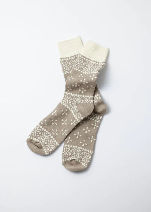 ROTOTO - Bandana Pattern Crew Socks - Gray/Ivory