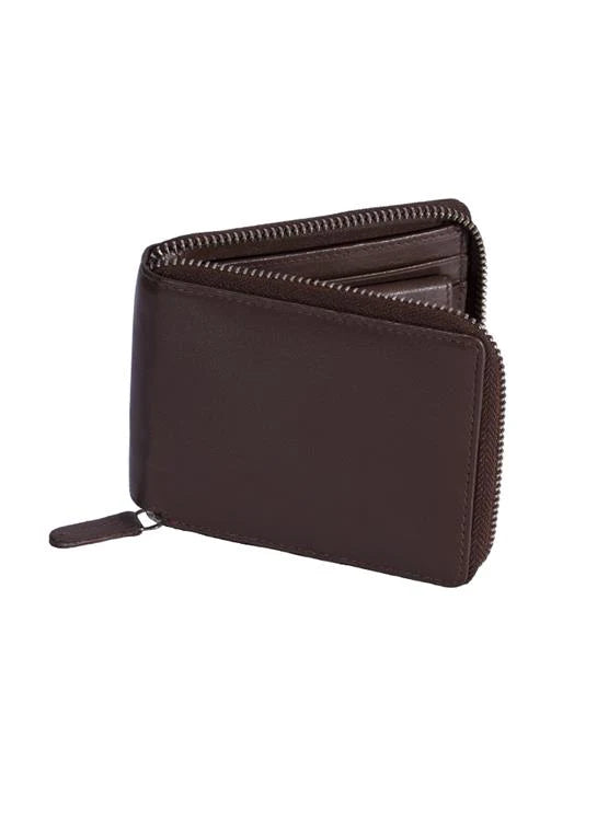 English Tan smooth leather wallet with full zip around.