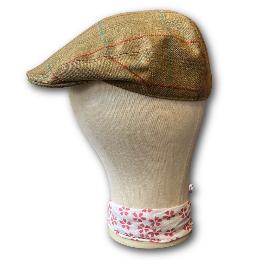 Regent - Flat Cap - Golden Green with Pale Green and Red Overcheck