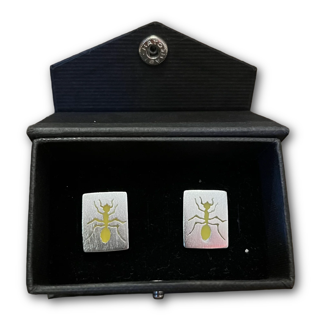 Regent Sterling Silver Cufflinks - Yellow Ants