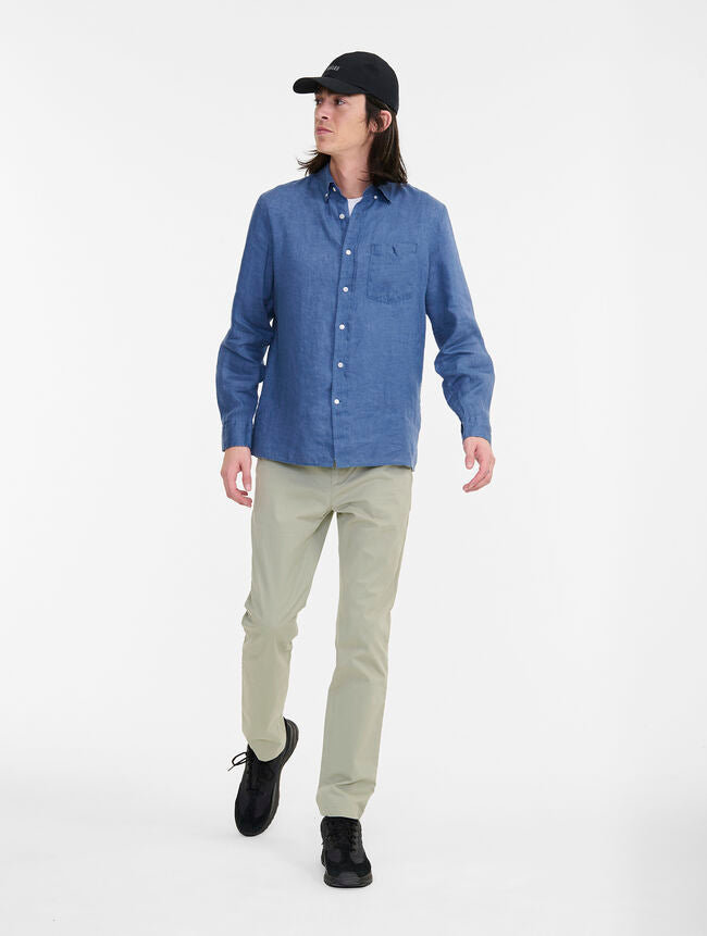 Aigle - Long Sleeved Linen Shirt - Marsh Blue