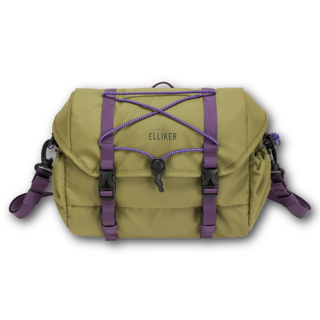 Water resistant eliker green and purple Handlebar Bag X Bodybag sold at regent in salisbury