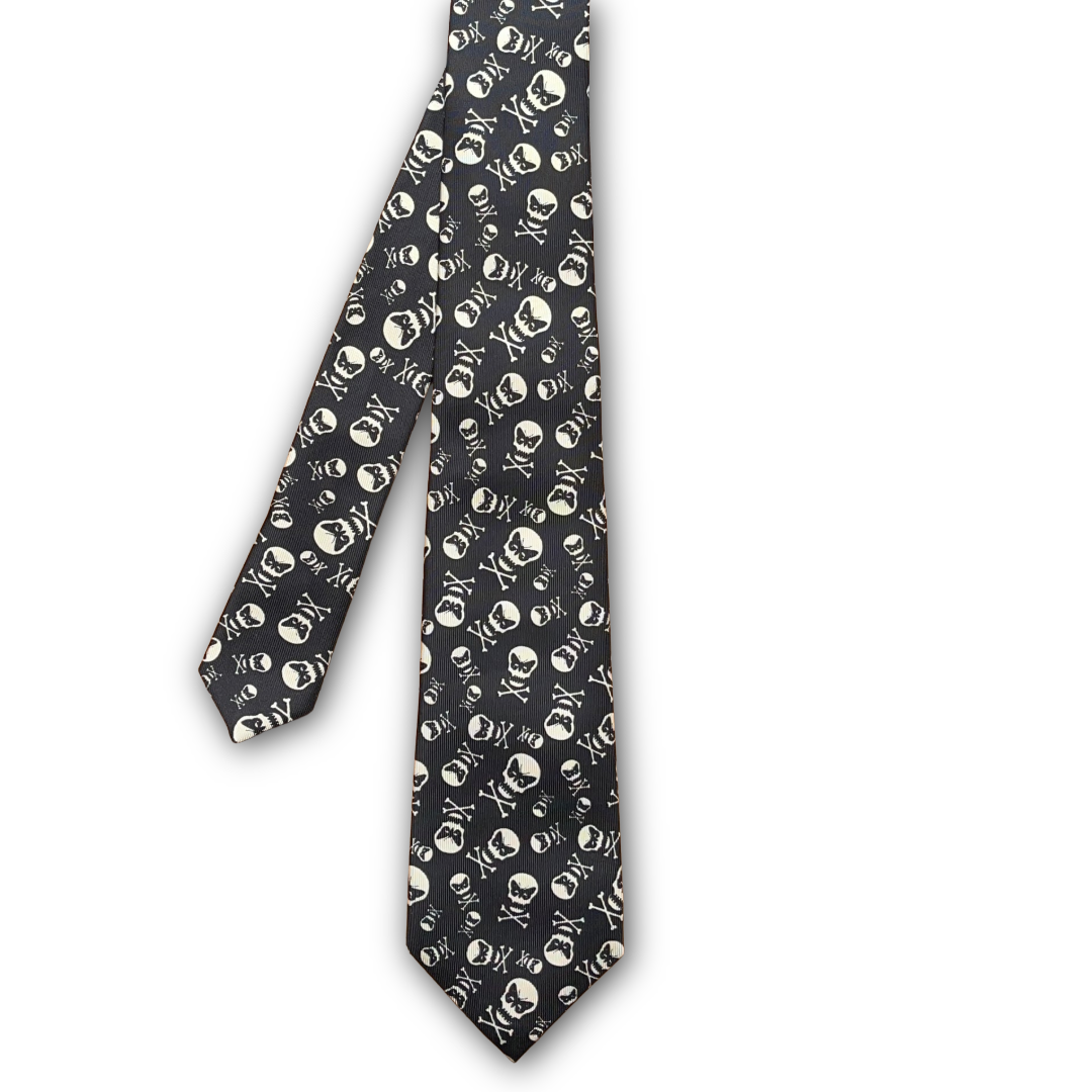 Regent - Woven Silk Tie - Black with Printed Regent Motif