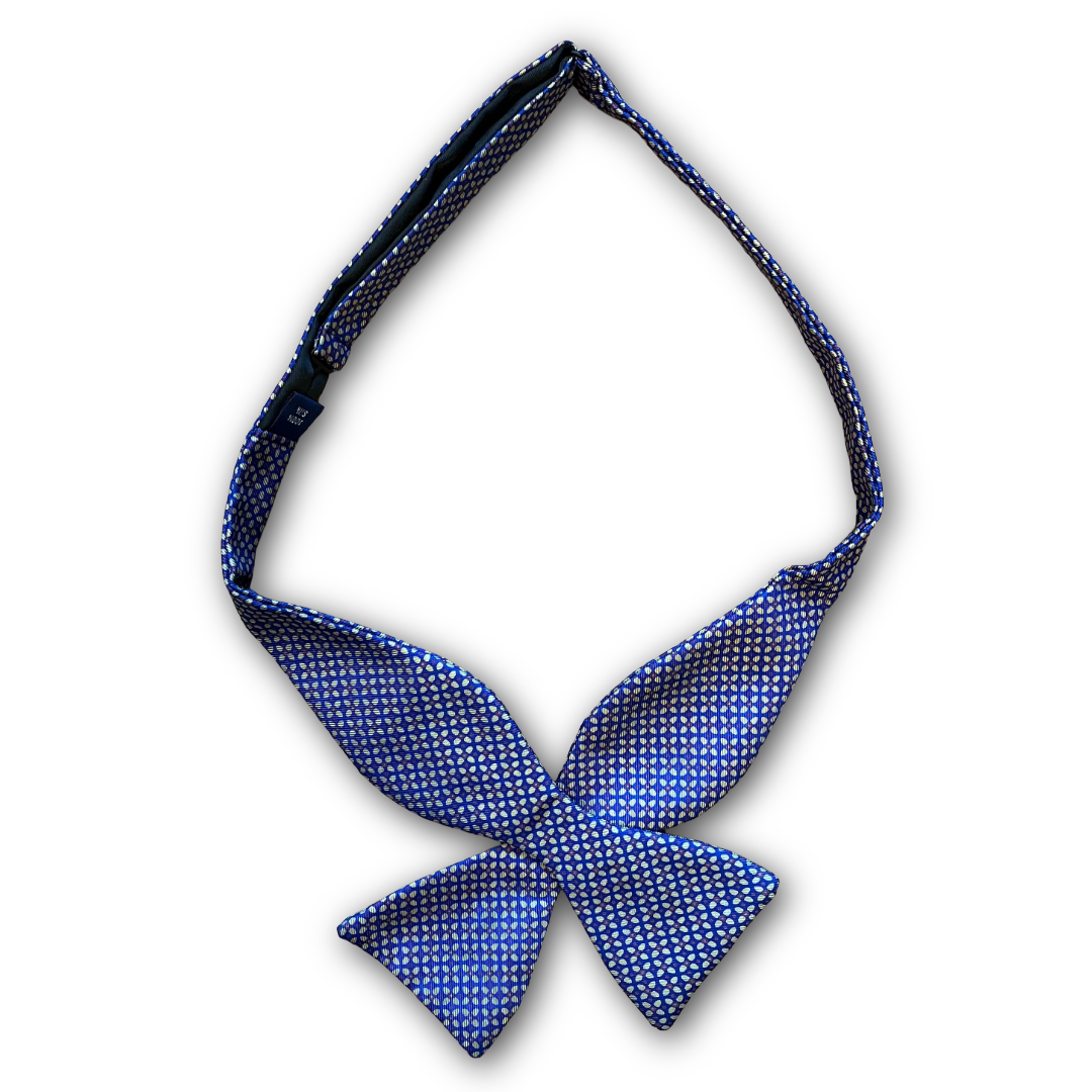 Regent - Silk Bow Tie - Large Floral Geometric - Blue/Gold/Maroon