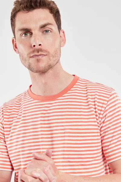 Armor Lux - Striped T-Shirt - Coral/Natural