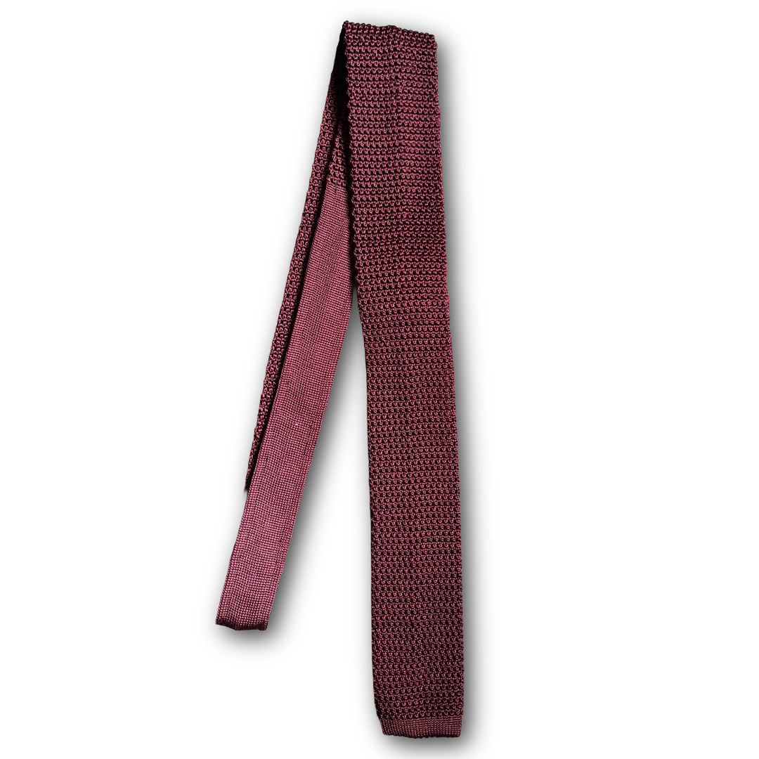 Regent - Knitted Silk Tie - Burgundy