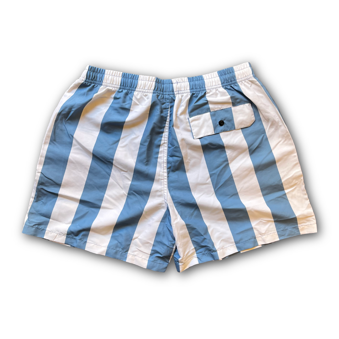 Thinking Mu - Clavel Striped Limpopo Swim Shorts - Blue/White