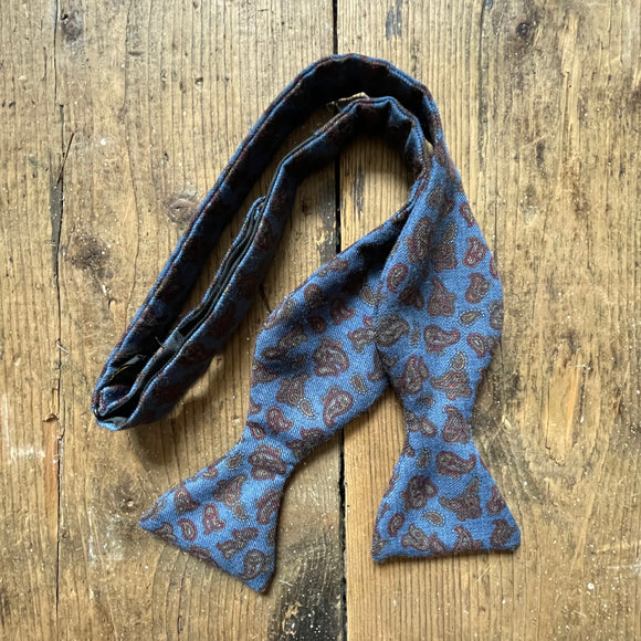 Regent - Wool Bow Tie - Blue Paisley