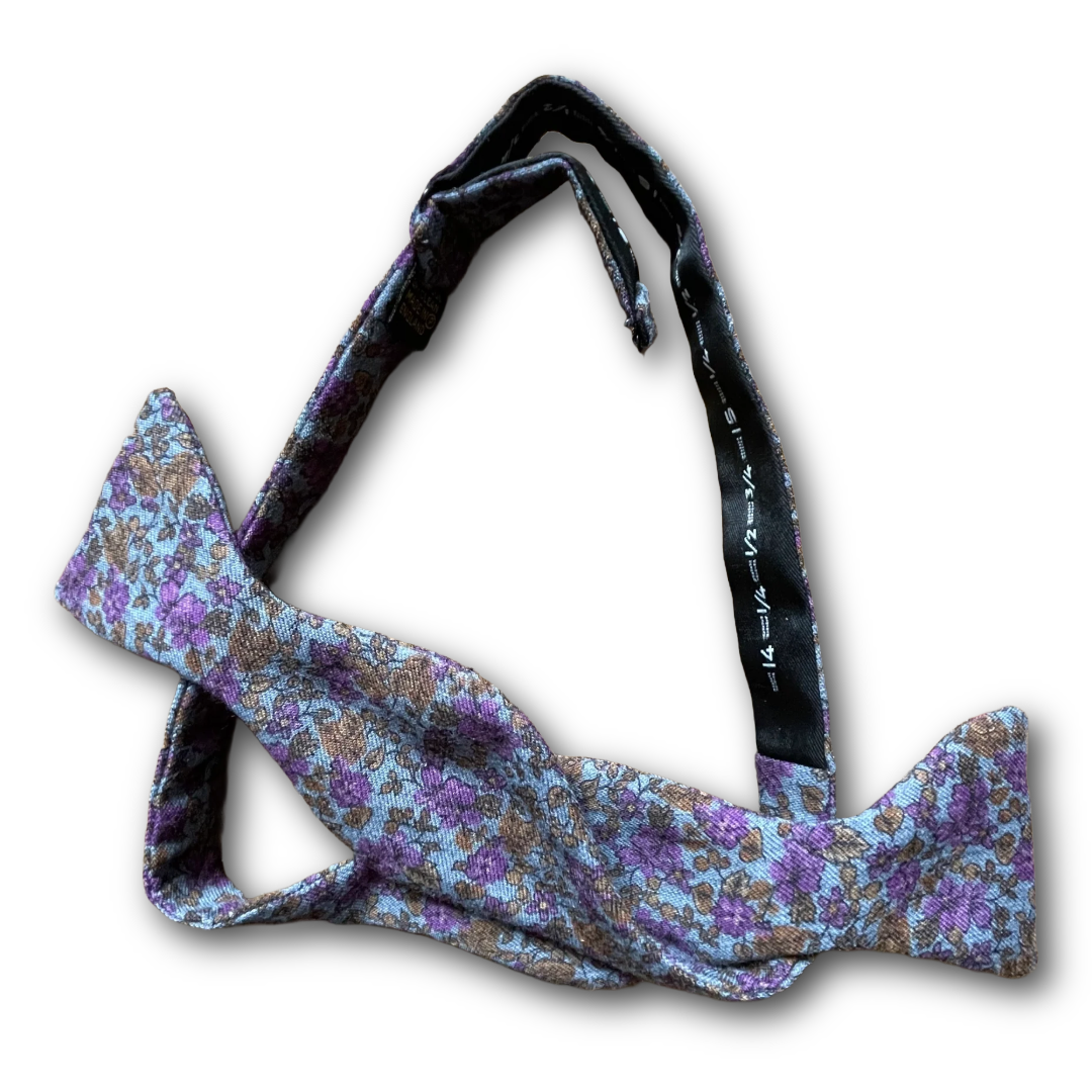Regent - Wool Bow Tie - Floral - Blue/Purple/Bronze