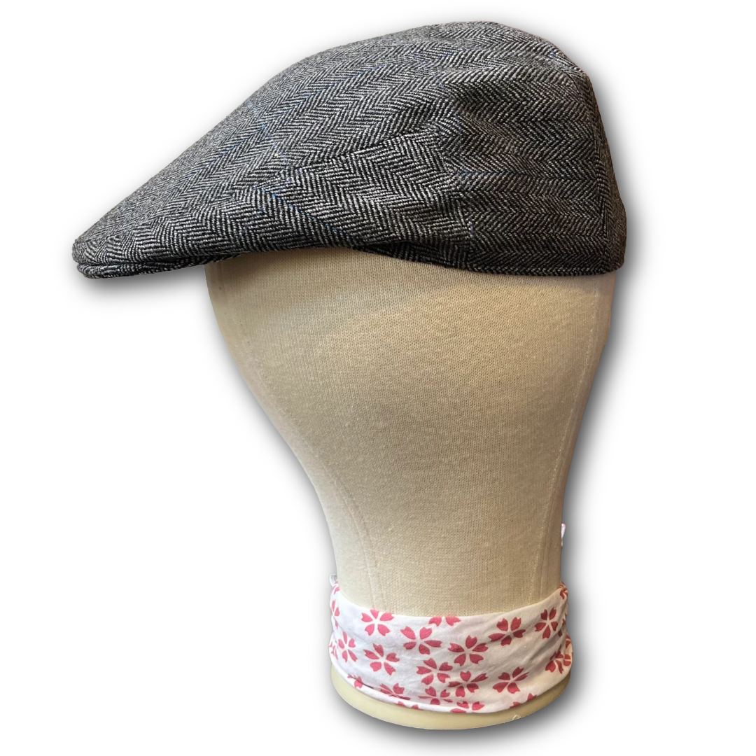 Regent - Flat Cap - Grey Tweed with Blue Overcheck