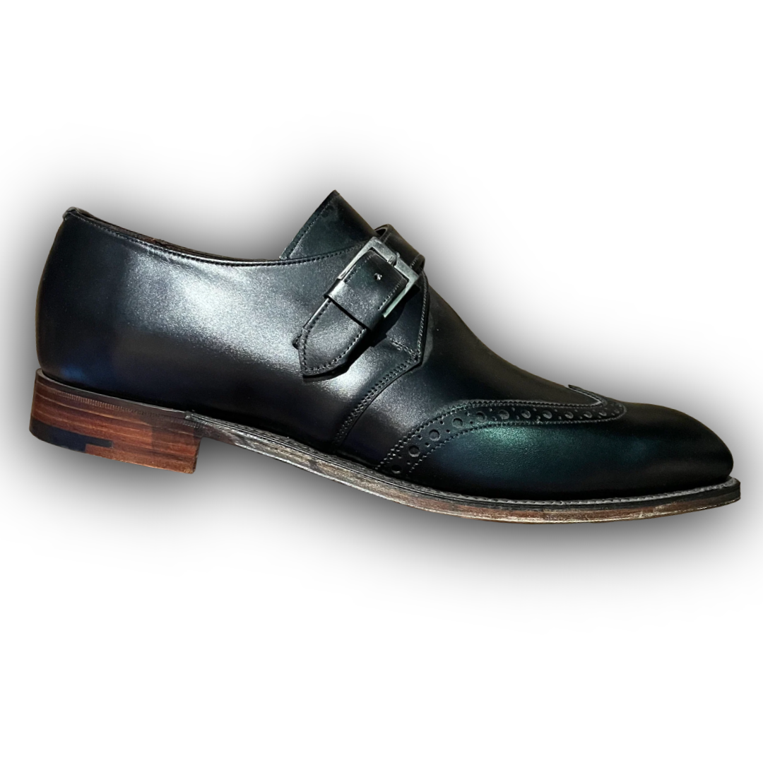 Regent - 'The Monk' Monk Strap Shoes - Black Calf Leather - made in England.