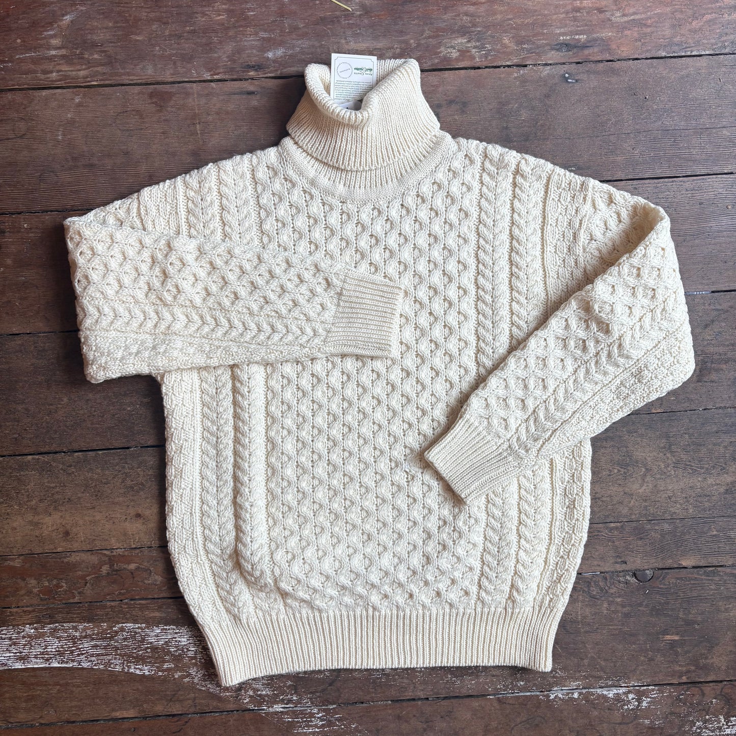 ARAN CRAFT - Merino Roll Neck Sweater - Natural