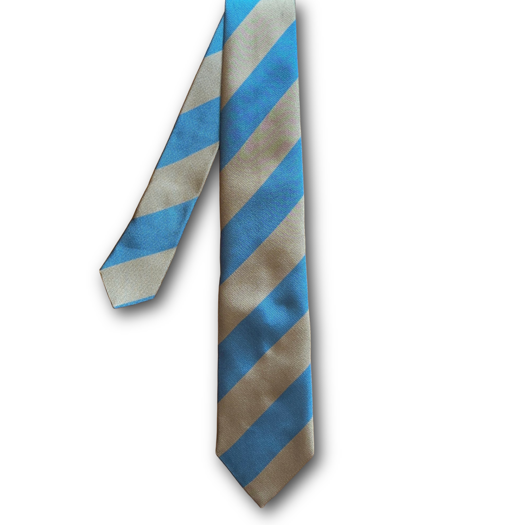 Regent Luxury Silk Tie - Blue & Gold Stripe