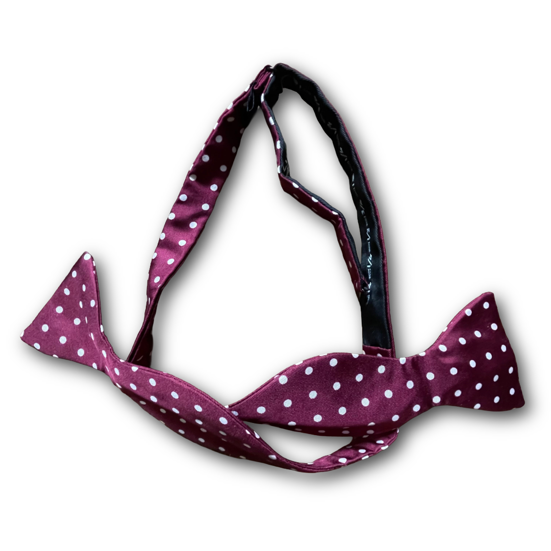 Regent - Silk Bow Tie - Spot - Burgundy