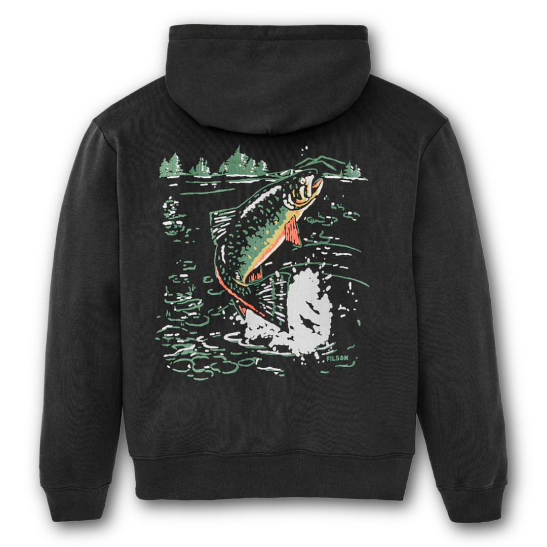 FILSON - Trout Graphic Hoodie - Faded Black
