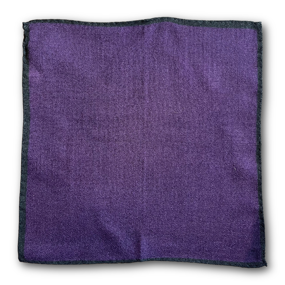 Regent - Wool Pocket Square - Purple/Green Trim