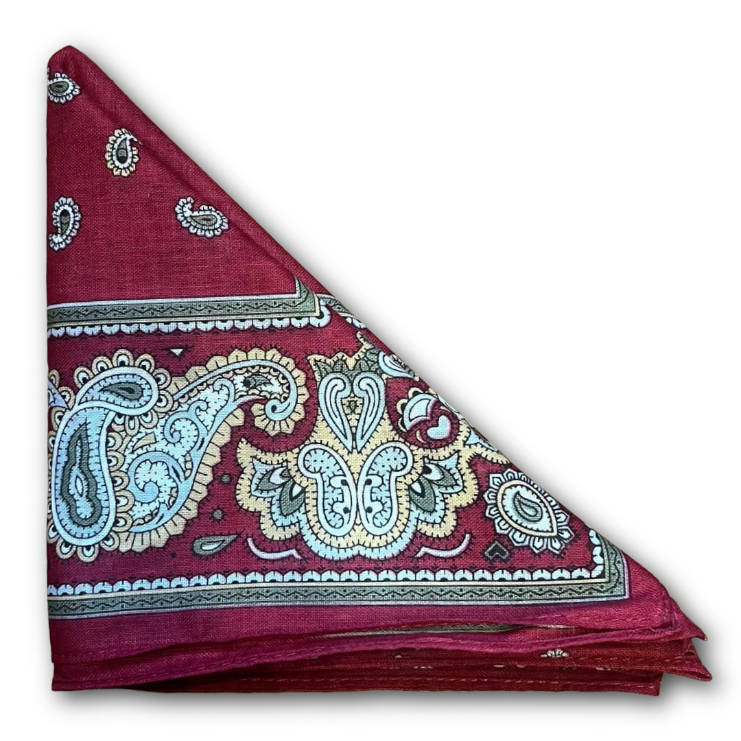 Regent - Cotton Hanky - Bandana - Burgundy Paisley