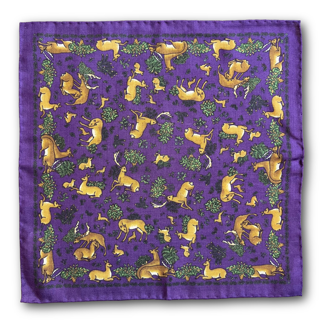 Regent - Wool/Silk Pocket Square - Purple Deer