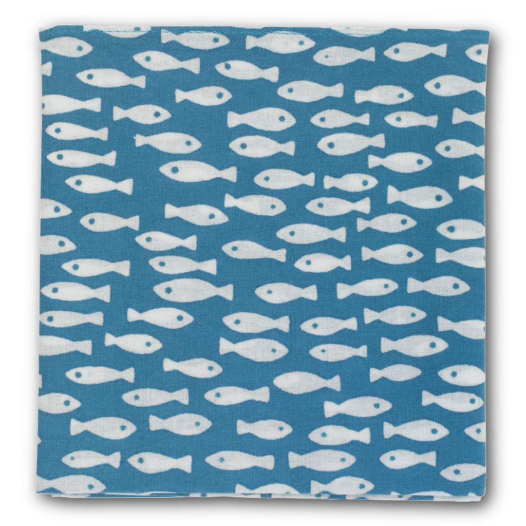 Niwaki - Cotton Handkerchief - Blue / Fish