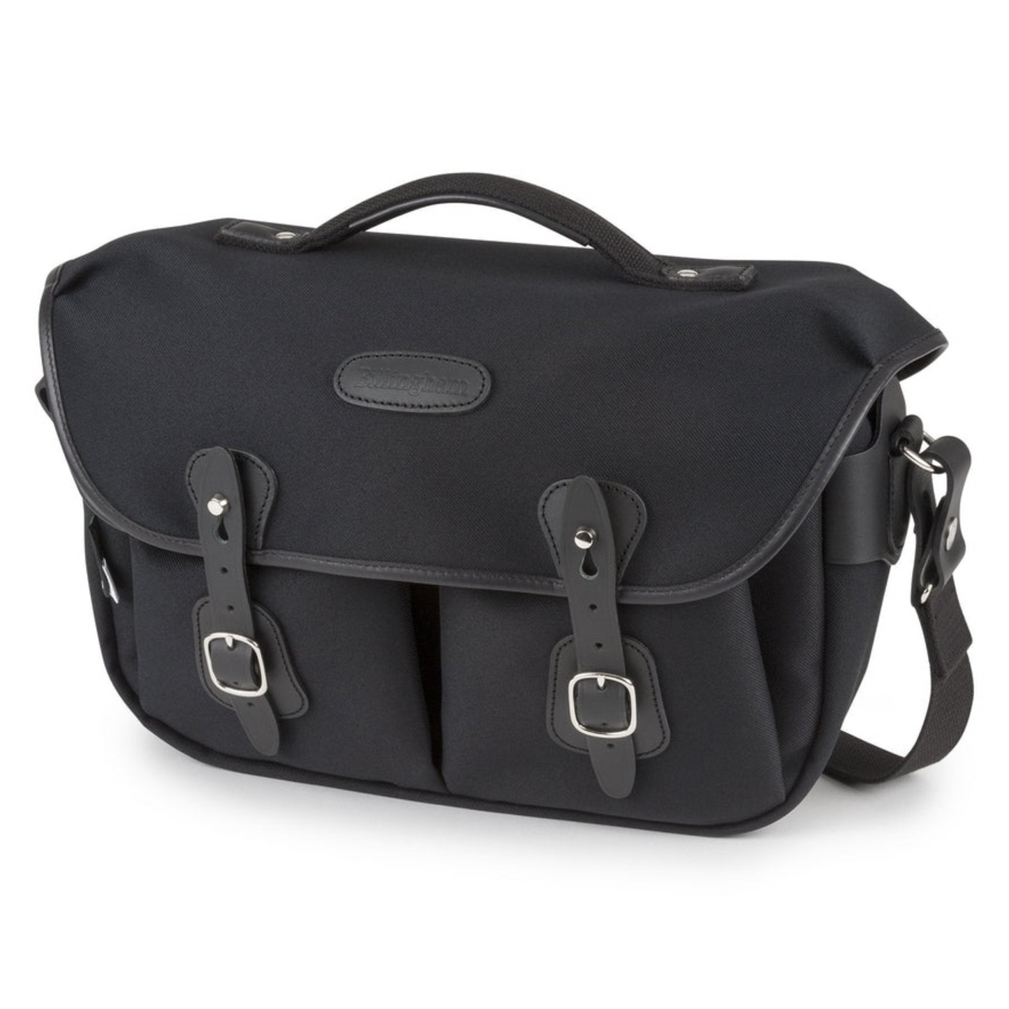 Black Billingham bag with buckle straps