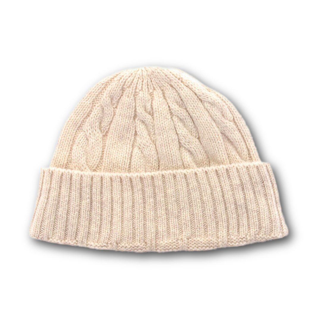ROTOTO - Merino Wool Cable Watch Cap Hat - Ecru