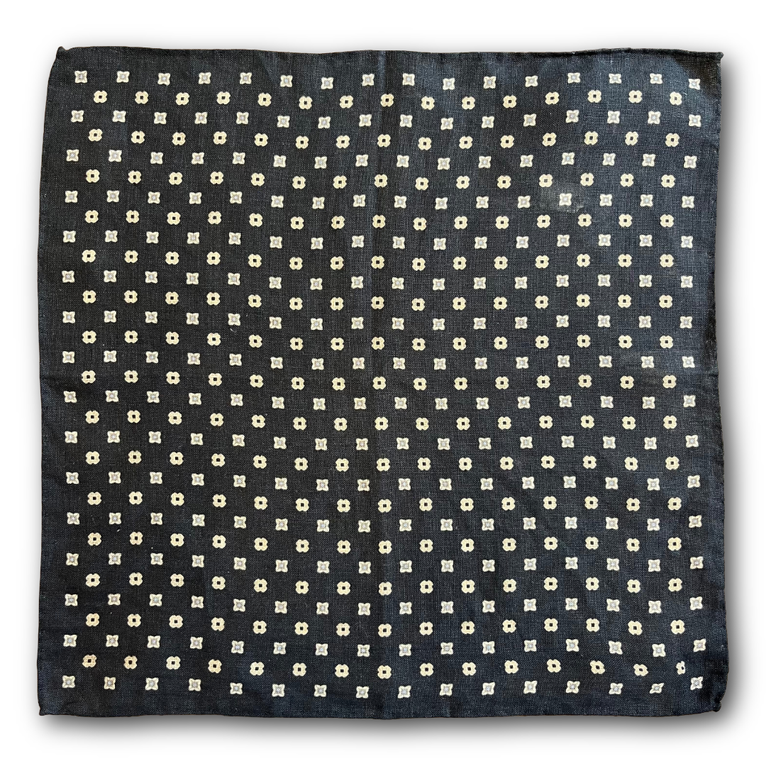 Regent - Linen Pocket Square - Dark Navy Spot