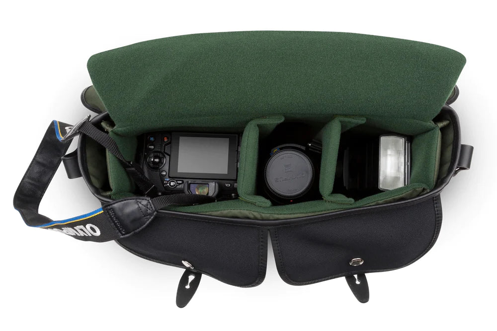 Camera inside Billingham bag in individual compartments