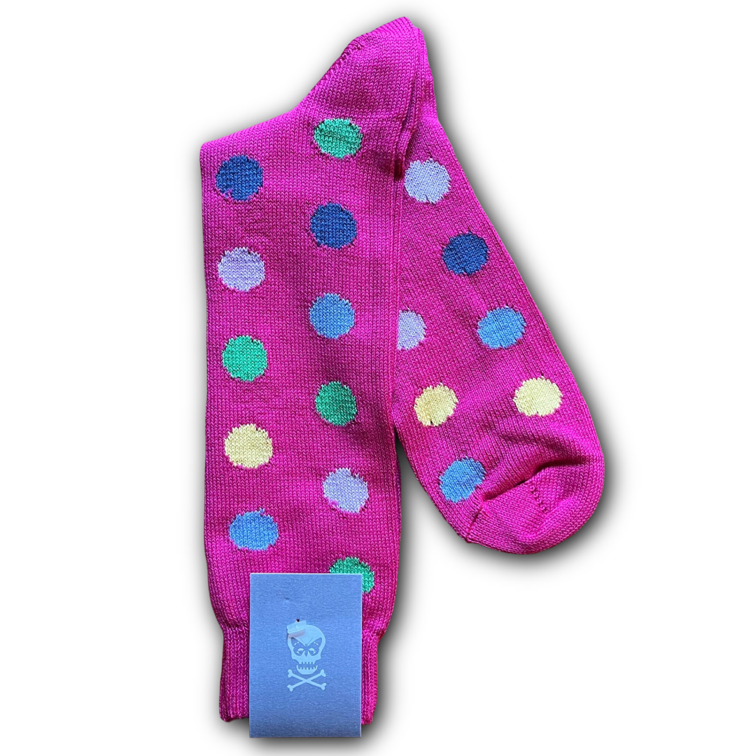 Regent - Socks - Cotton - Pink with Multicolour Spot - Regent Tailoring