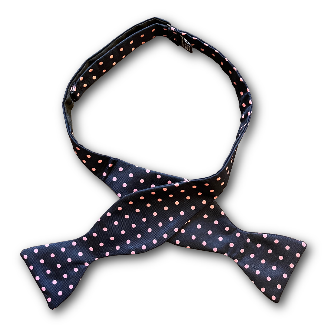 Regent - Silk Bow Tie - Spot - Navy/Pink