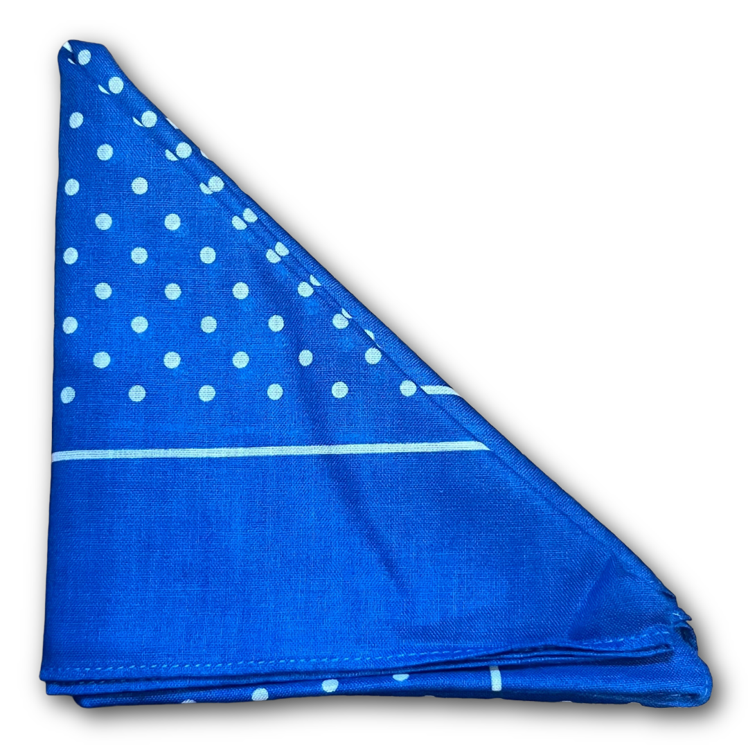 Regent - Cotton Hanky - Bandana - Bright Blue with White Spot