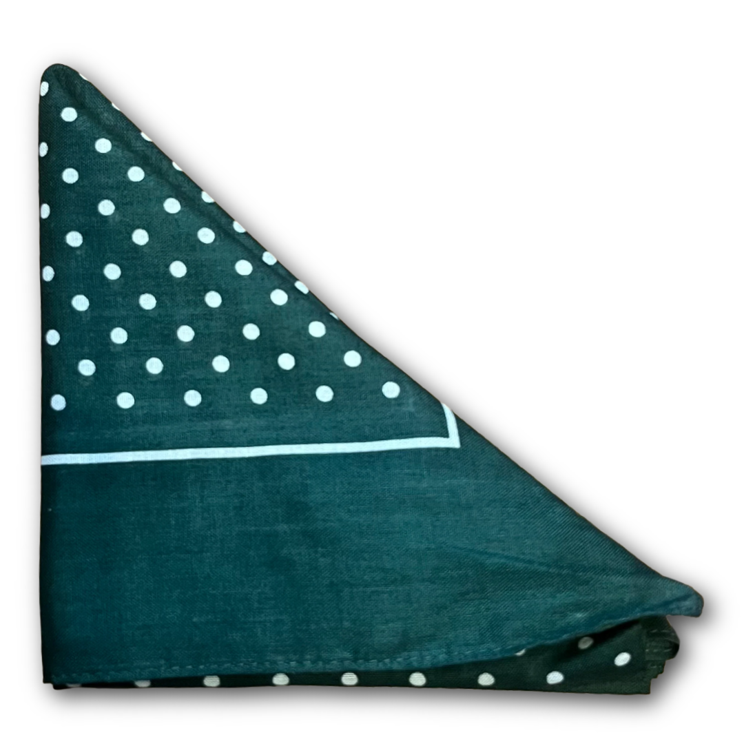 Regent - Cotton Hanky - Bandana - Green with White Spot