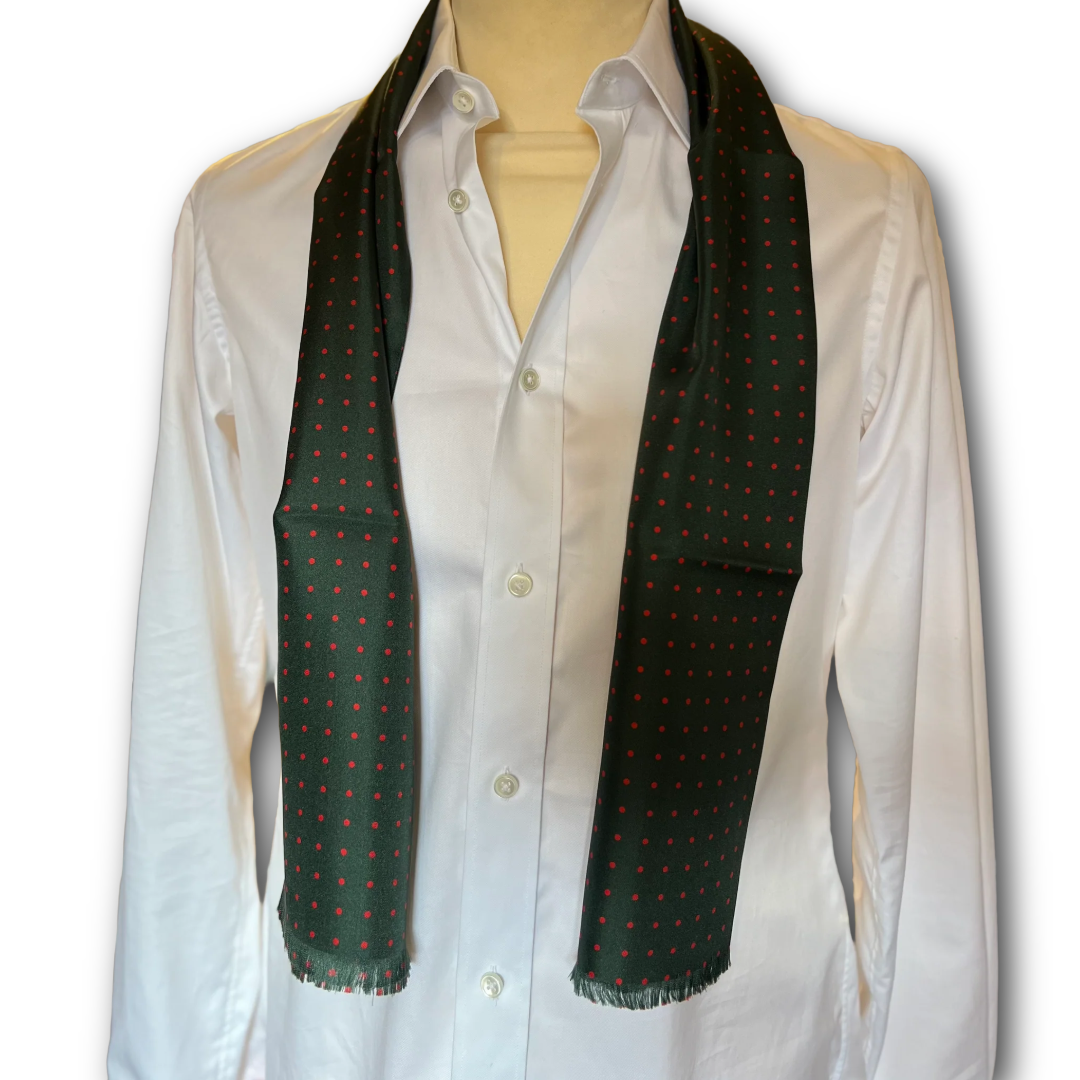 Regent - Tootal Scarf - Green with Red dots
