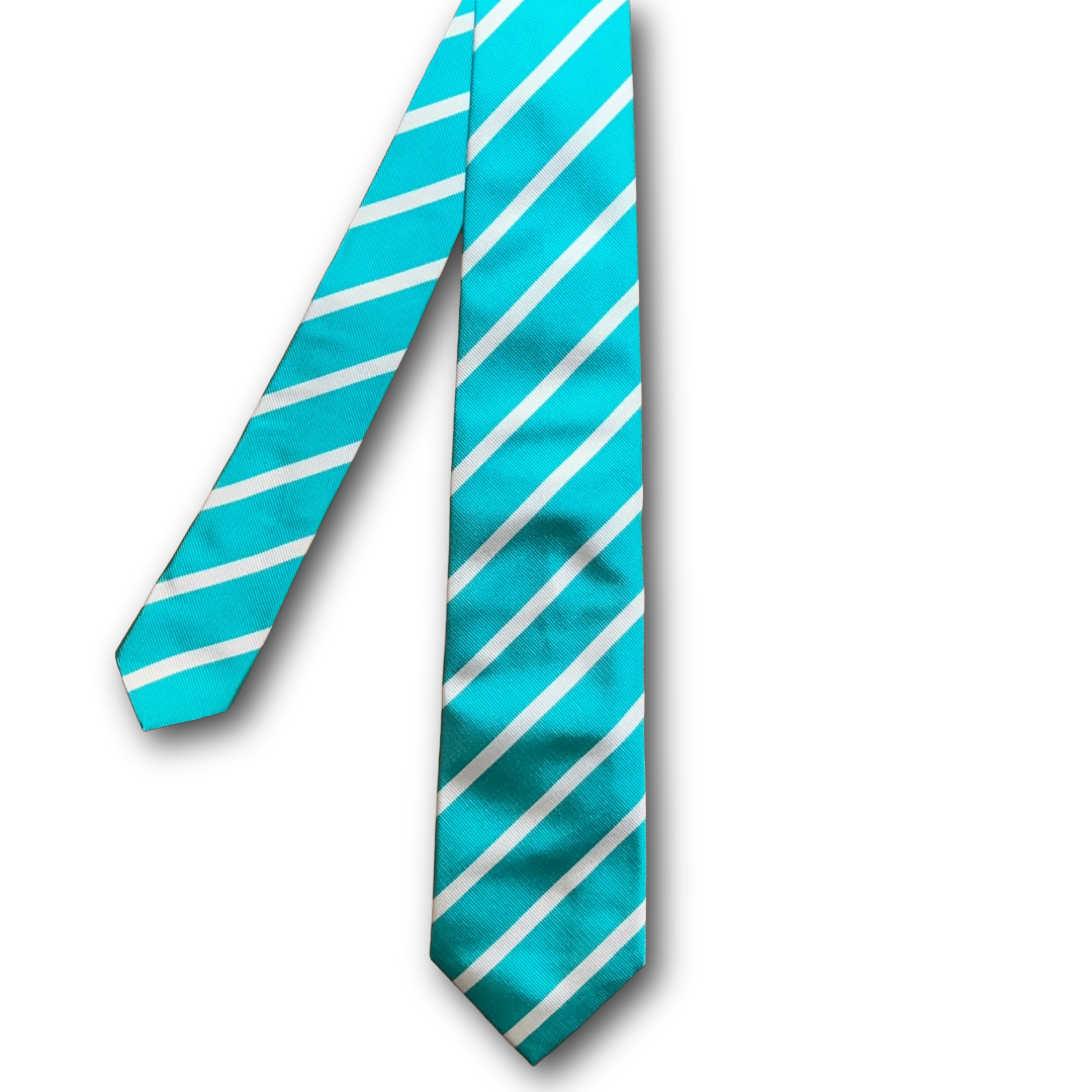 Regent - Woven Silk Tie - Turquoise with White Stripe