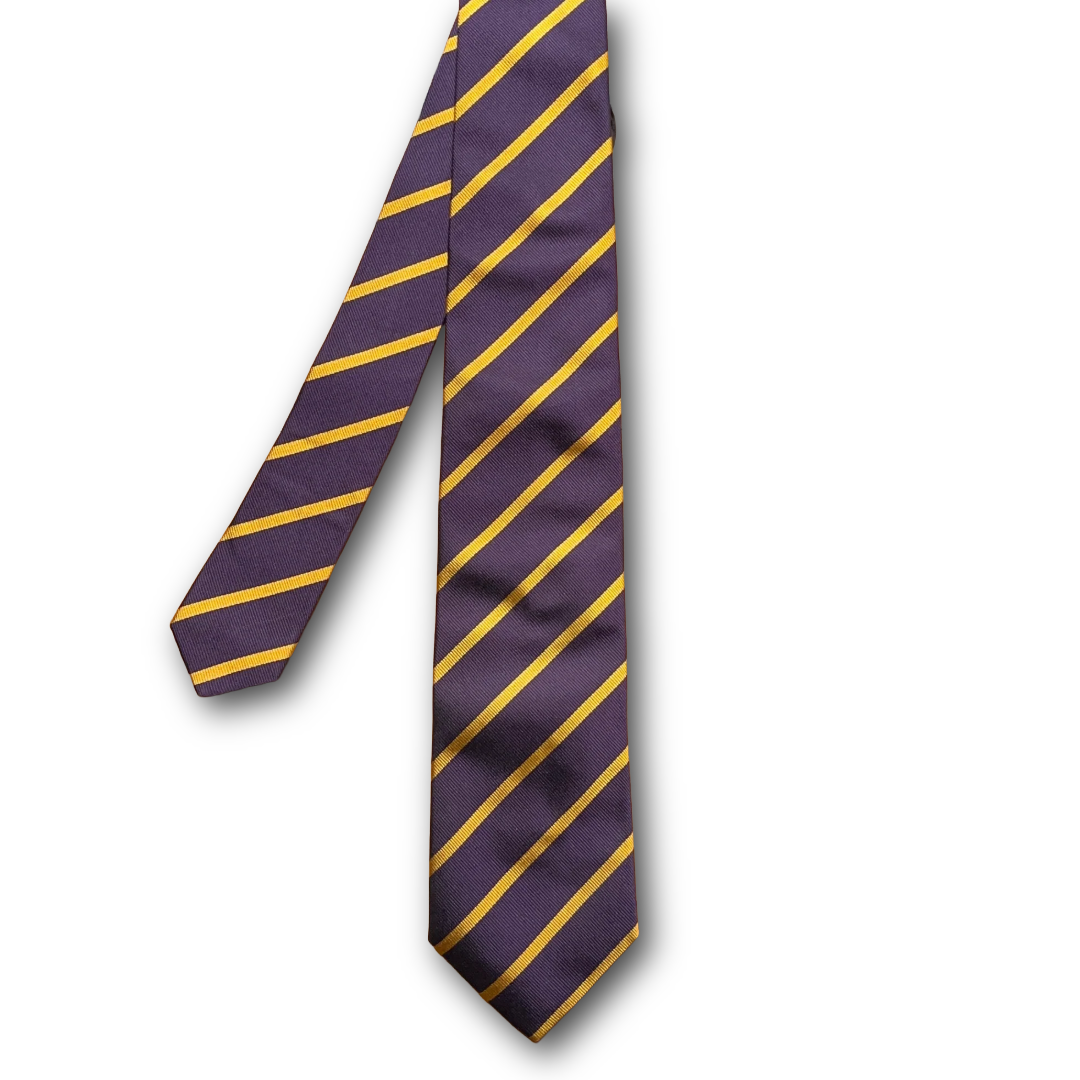 Regent Luxury Silk Tie - Dark Purple with Gold Stripes