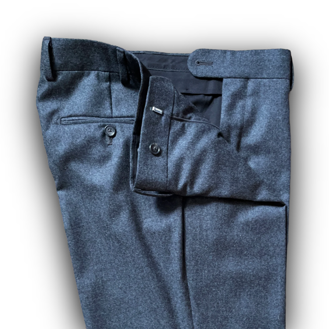 Regent - "New" Maxwell Trouser - Grey Flannel Wool