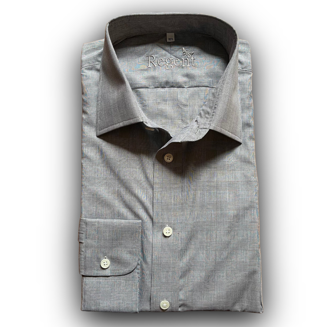 Grey prince of wales checked shirt