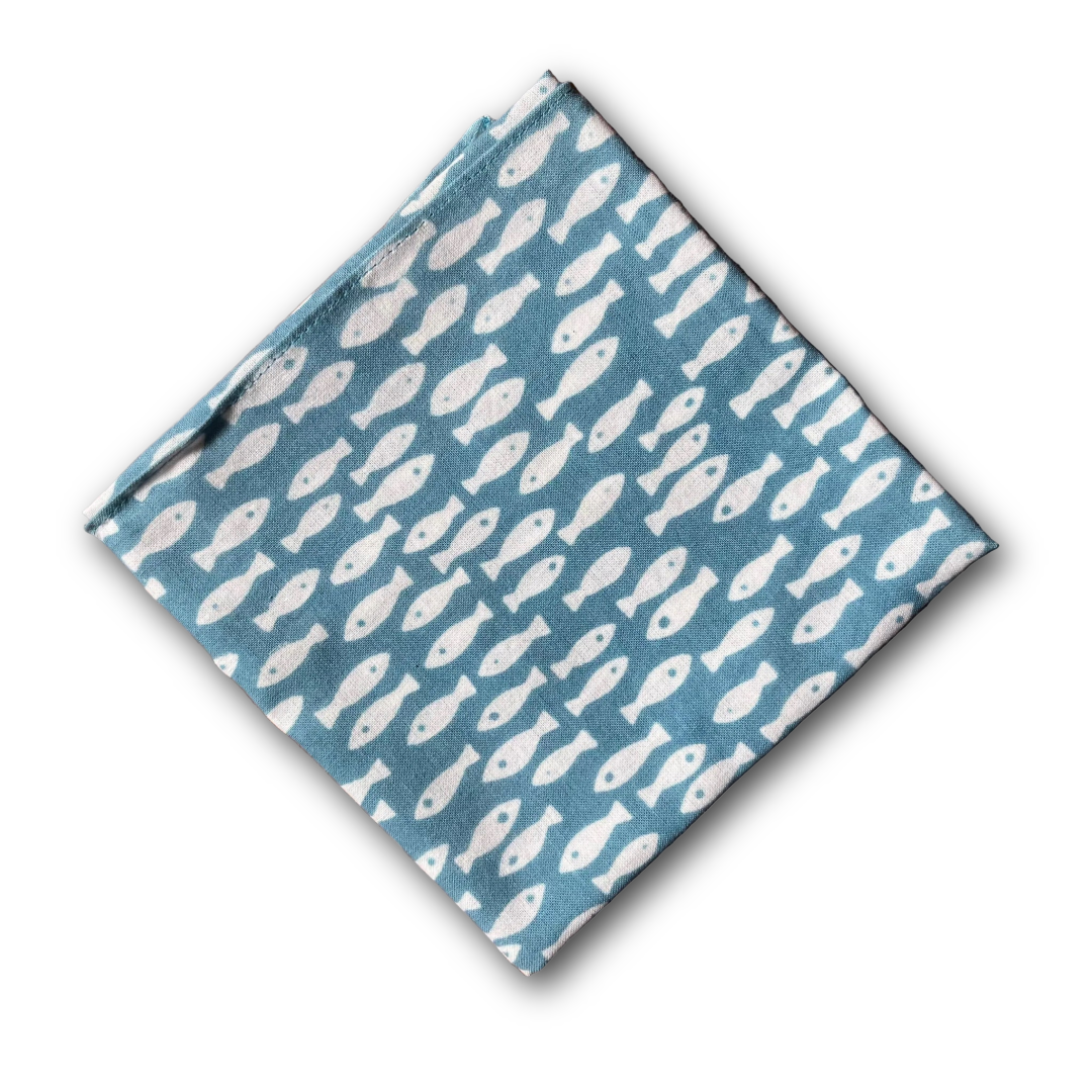 Niwaki - Cotton Handkerchief - Blue / Fish