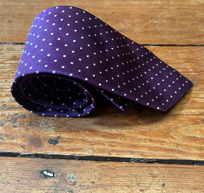 Regent - Woven Silk Tie - Purple with White Polka-Dot - Regent Tailoring