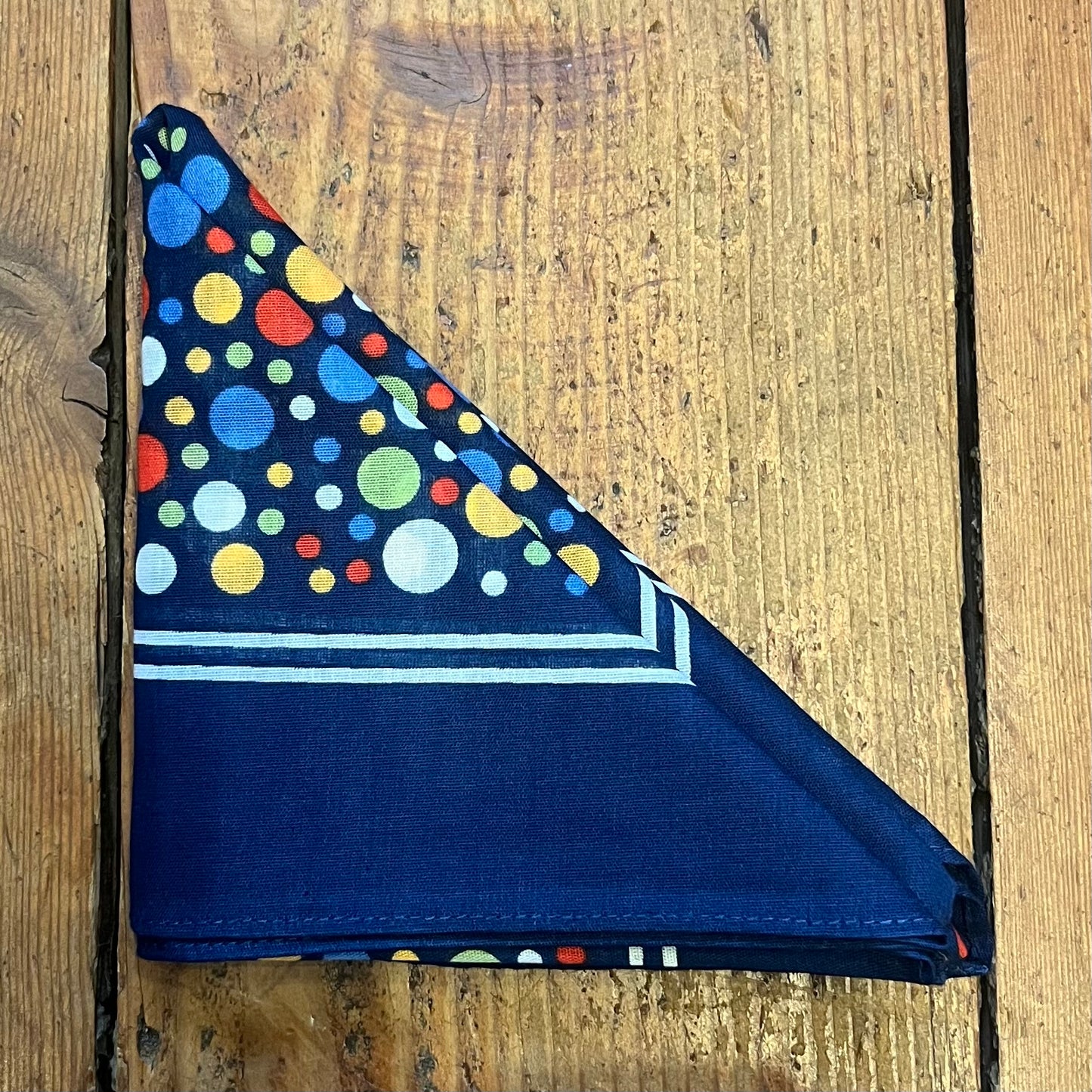 Regent - Cotton Hanky - Bandana - Navy with Multicoloured Spot