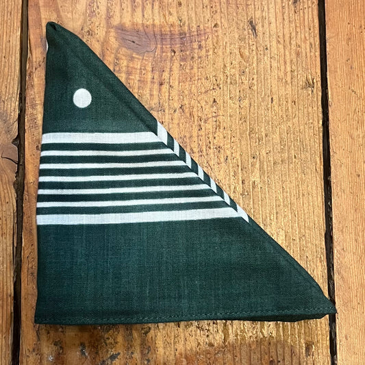 Regent - Cotton Hanky - Bandana - Green with White Spots and Stripe