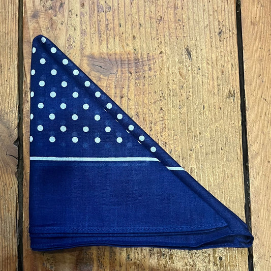 Regent - Cotton Hanky - Bandana - Navy Spot with Border