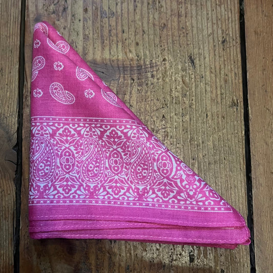 Regent - Cotton Hanky - Bandana - Pink Paisley