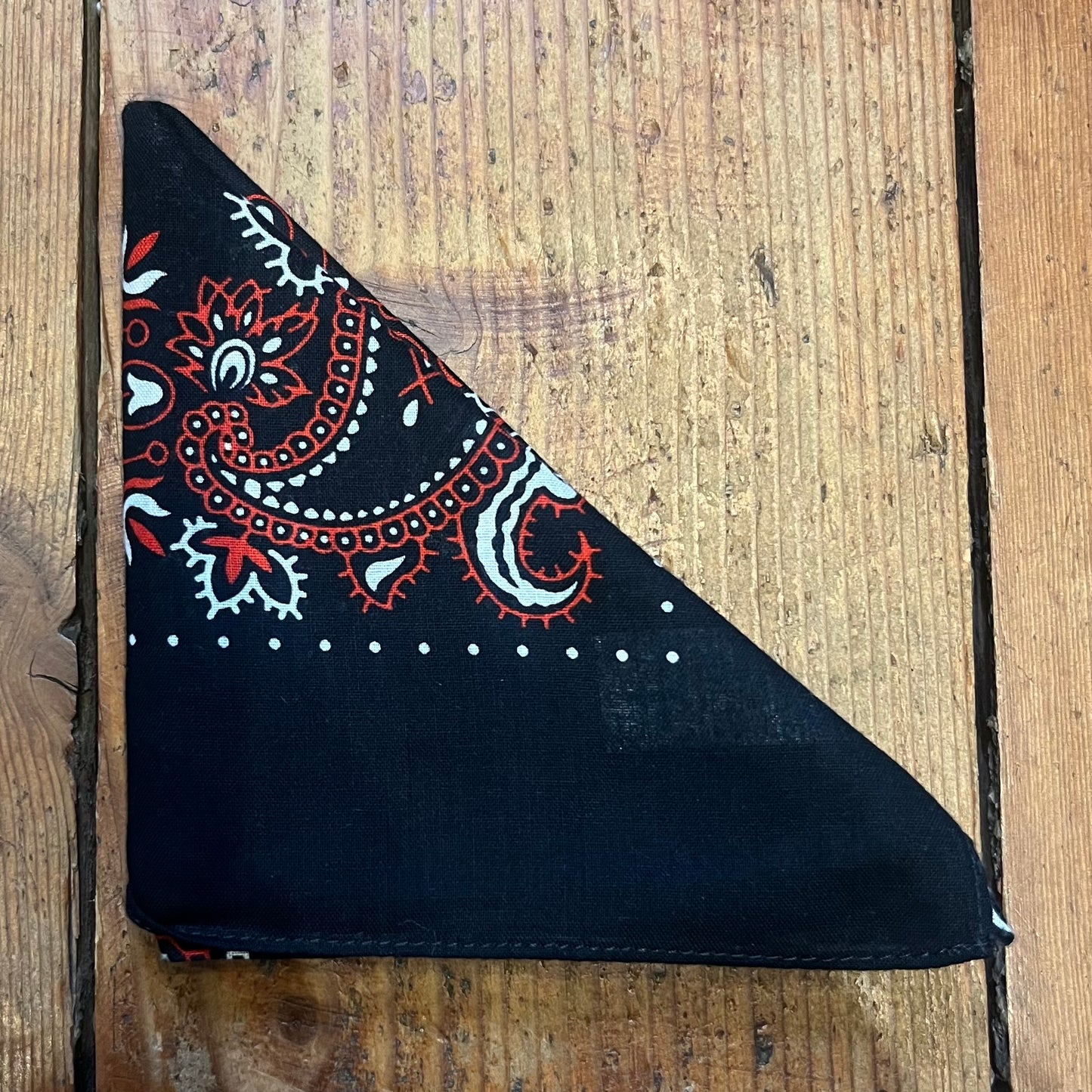 Regent - Cotton Hanky - Bandana - Black and Red Large Paisley