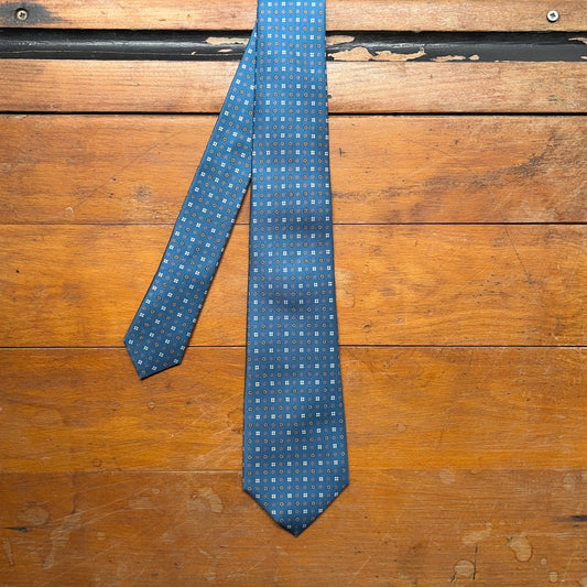 Regent - Woven Silk Tie - Petrol Blue Daisy Motif