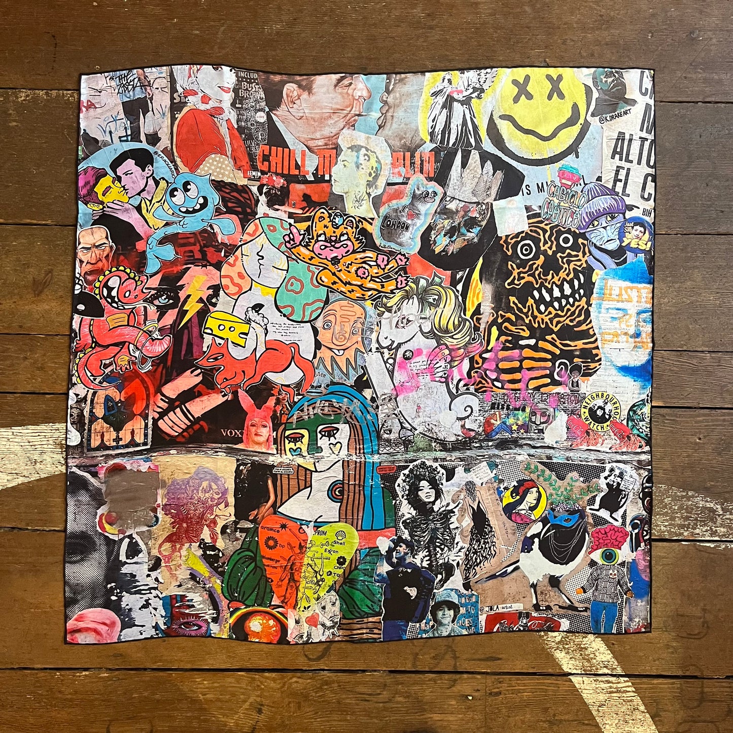 Regent - Large Silk Square - London Graffiti - 16oz Silk