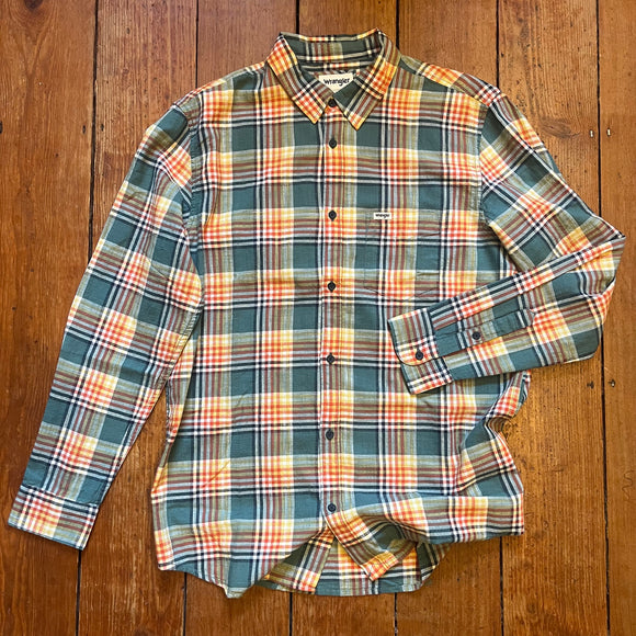 Blue Multi Check shirt with right side chest pocket. Long sleeve shirt with button cuffs.